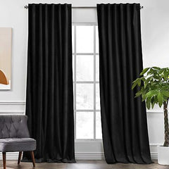 KGORGE Black Velvet Curtains 96 inches 2 Panels, Velvet Blackout Curtains for...