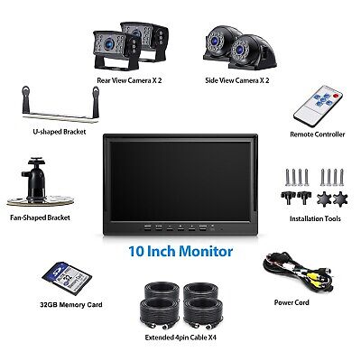 10" HD Backup Camera System Kit, Loop Recording Large Monitor with Wired Rear...