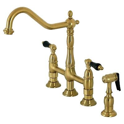 Kingston Brass KS1277PKLBS Duchess Bridge Kitchen Faucet, Brushed Brass