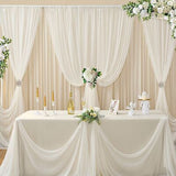 20ftx10ft Ivory Tulle Backdrop Curtain with Lights, 4 Panels 5x10ft Sheer Wri...