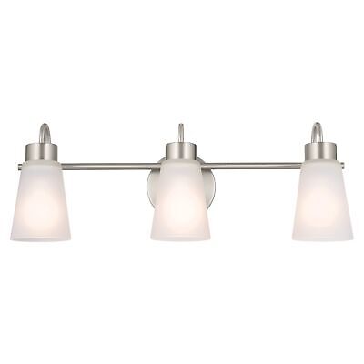 Kichler Erma 3-Light Bathroom Vanity Light Fixture with Clear Satin Etched Gl...