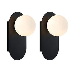 Modern Wall Sconce Set of 2 Matte Black Mid Century Bathroom Vanity Wall Ligh...