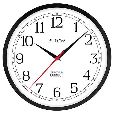 Bulova Precision Connect Wall Clock C5000, 12.5", Black and White