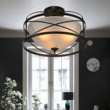 Warehouse of Tiffany C19003/3 Bertrand Black 3-Light Frosted Glass Shade Flus...