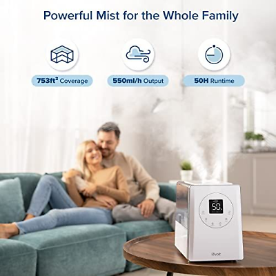 LEVOIT LV600S Smart Warm and Cool Mist Humidifiers for Home Bedroom 6L, White