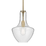 KICHLER Everly 15.25" 1-Light Bell Pendant with Clear Seeded Glass in Brushed...