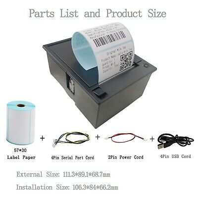 58MM Thermal Printer SCM/PLC Serial Port Thermal Sticker Label Printer RS232/...