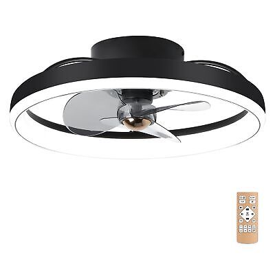 Ceiling Fan with Remote, 20&#8216;&#8217; Modern Bladeless Fan Flush Mount, 3000