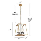 Gold and Black Chandelier, 4-Light Square Pendant Lighting for Kitchen Island...