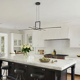 Black LED Liner Chandelier 47in Modern Linear Pendant Light 6-Lights Kitchen ...