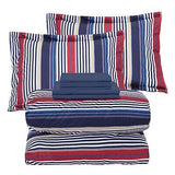 EMME Queen Comforter Set-Bed in A Bag Striped, 7 Piece Navy Red Bedding Sets ...