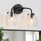 KSANA Black Bathroom Light Fixtures, 2 Light Matte Black Vanity Lights for Ba...