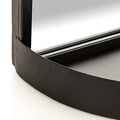 Gallery Solutions 14x24 Metal Arch Mirror with Shelf, Black 14" x 24",