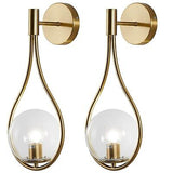 BOKT Gold Globe Glass Wall Sconce 2 Pack Mid-Century Modern Vanity Lights Ind...