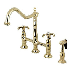 Kingston Brass KS1272TXBS French Country Bridge Kitchen Faucet, 8", Polished ...