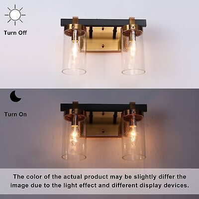 ZEVNI Black Gold Bathroom Vanity Light, 2-Light Bathroom Light Fixtures over ...