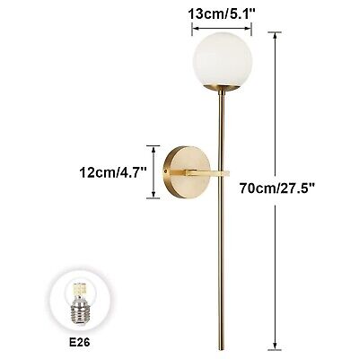 BOKT Mid Century Modern Long Wall Sconce Brushed Brass Bathroom Vanity Wall S...