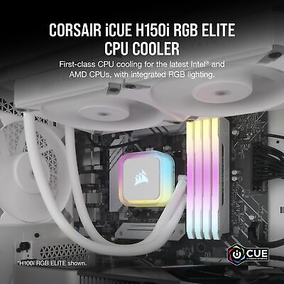 CORSAIR H150i RGB Elite Liquid CPU Cooler - 360mm AIO - AF120 Elite PWM Fans ...