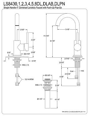 Kingston Brass LS8433DL Concord Bathroom Faucet, Brushed Brass, 5.88 x 5.13 x...