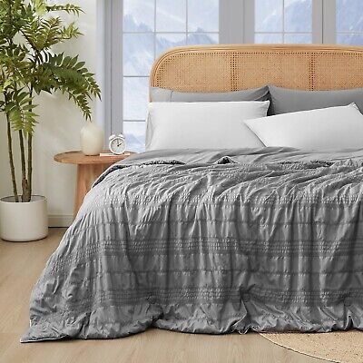 Cozy Bliss Seersucker Cooling Comforter Queen Size, Q-Max 0.4 Reversible Ligh...