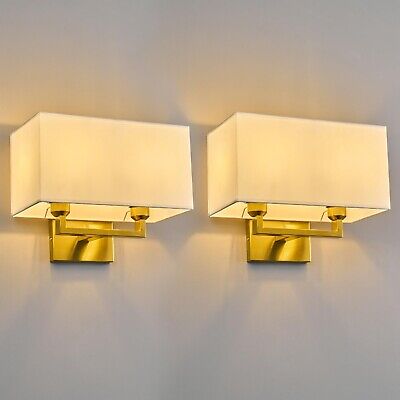 Gold Wall Sconces Set of Two Modern LED 2 Light Bedside Reading Wall Light Fi...