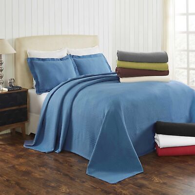 Superior 100% Cotton Basket Weave Bedspread with Shams, All-Season Premium Co...