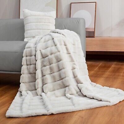 Cozy Bliss Faux Fur Throw Blanket for Couch, Cozy Soft Plush Thick Winter Bla...