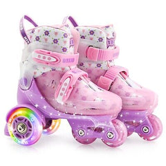 Toddler Roller Skates, 4 Adjustable Sizes, Fun Illuminating, Safety Three-Poi...