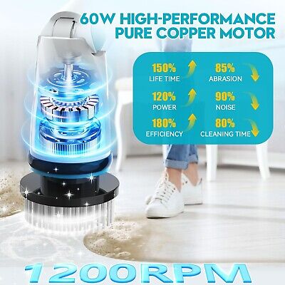 Electric Spin Scrubber Cordless Tub and Tile, 1200RPM Powerful Bathroom Showe...