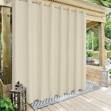 LORDTEX Linen Look Indoor/Outdoor Curtains, 105 x 84 Inch, Cream, Set of 2 Pa...