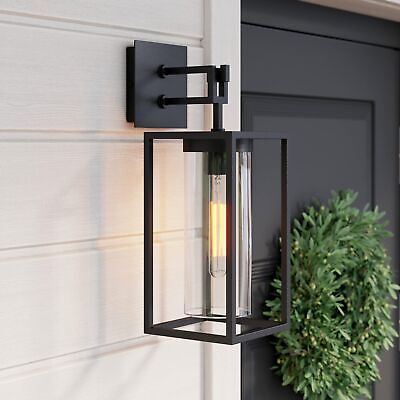 Nathan James Sedona Outdoor Black Wall Sconce Light Fixture, Exterior Porch L...