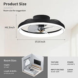 Ceiling Fan with Remote, 20&#8216;&#8217; Modern Bladeless Fan Flush Mount, 3000