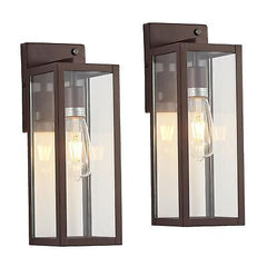 14 Inch Dusk to Dawn Outdoor Wall Sconce 2 Pack, Bronze Exterior Wall Mount L...