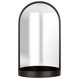 Gallery Solutions 14x24 Metal Arch Mirror with Shelf, Black 14" x 24",