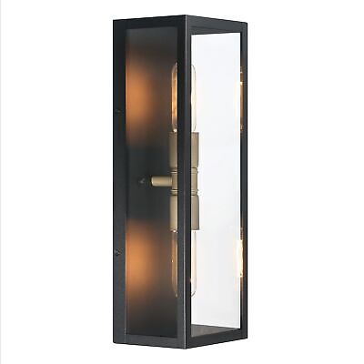 Lloyd - Modern Minimalist Metal and Glass Wall Mounted Outdoor Light, Matte B...