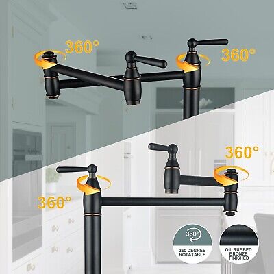 Pot Filler Deck Mount, ARCORA Pot Filler Faucet Oil Rubbed Bronze Kitchen Fol...