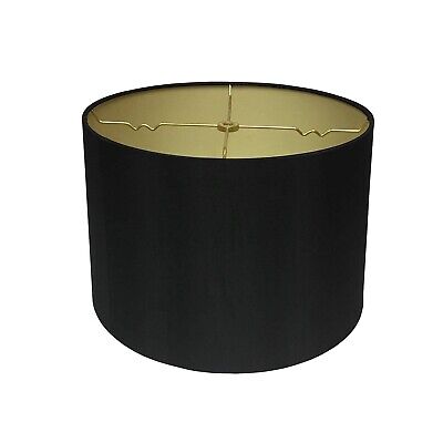 Royal Designs, Inc. Shallow Drum Hardback Lamp Shade, HB-610-18BLK/GL, Black,...