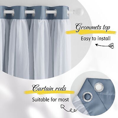 NICETOWN Bedroom Curtains for Kids, Room Darkening Thermal Insulated Sliding ...