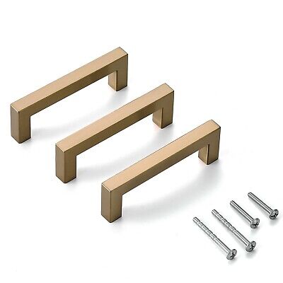 30 Pack Champagne Bronze Cabinet Handles 3-3/4 Inch Hole Centers Square Champ...