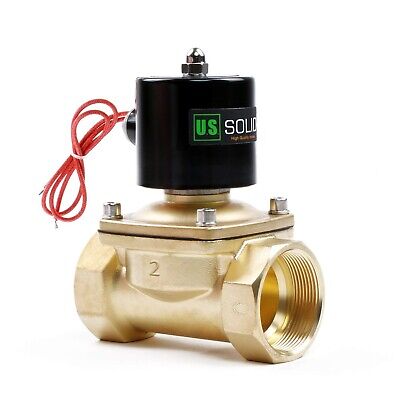 2" Brass Electric Solenoid Valve 12VDC, Normally Closed (Non-potable Water, D...