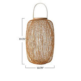 Bloomingville Decorative Bamboo Hand-Woven Lantern Candle Holder, Natural