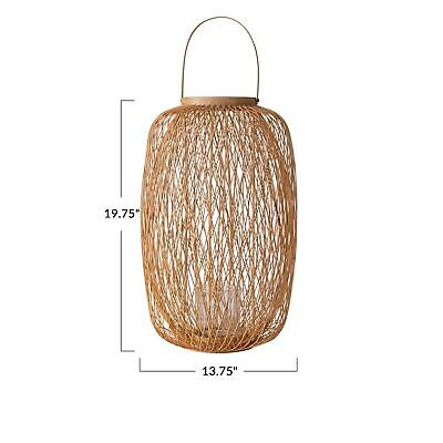 Bloomingville Decorative Bamboo Hand-Woven Lantern Candle Holder, Natural