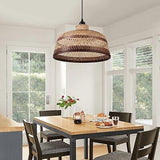 1 Light Bamboo Chandelier Rustic Farmhouse for Kitchen, Brown Stripe Pendant ...