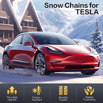 Tesla Model 3 Snow Chains, Auto-locking Cable Traction Tire Chain, Tesla Acce...