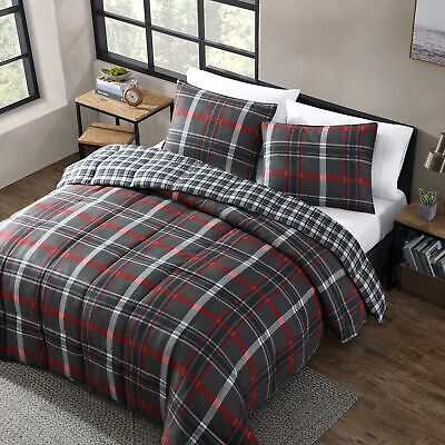 Eddie Bauer - Queen Comforter Set, Reversible Plaid Bedding with Matching Sha...