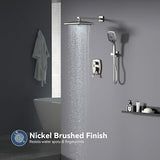 ELLO&ALLO Shower Faucet Set Mixing Valve and Trim Kit Brushed Nickel, Rainfal...