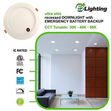 LED Downlight 4 Inch | 9W Dimmable w/ 90 Min Emergency Battery Backup | Ultra...