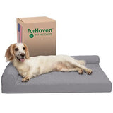 Furhaven Memory Foam Dog Bed for Large/Medium Dogs w/ Removable Bolsters & Wa...