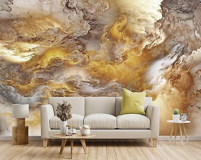 -Golden Clouds Ceiling Fabric Wallpaper Living Room Bedroom Bathroom Modern B...