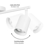 Globe Electric 64000092 21" 3-Light Track Lighting, Matte White, Pivoting Sha...